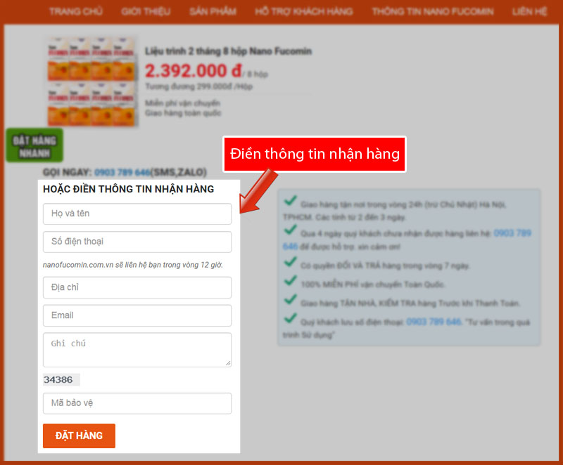 đặt hàng Nano Fucomin