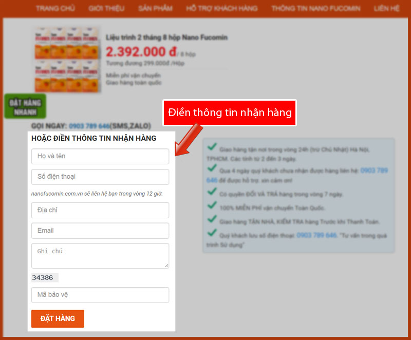 đặt hàng Nano Fucomin